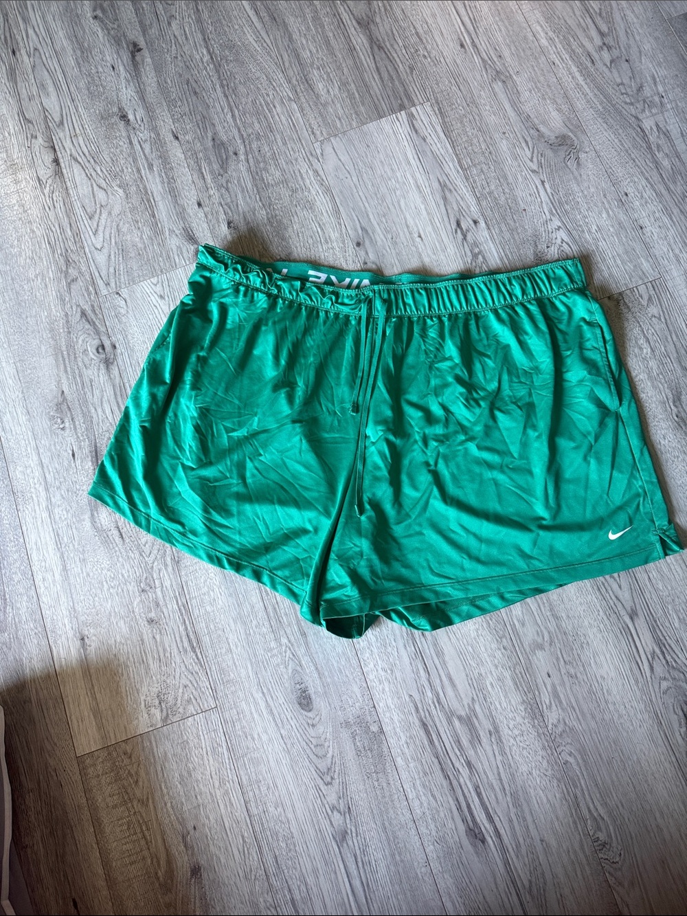 Nike Pro Emerald Green Running Shorts with White Swoosh